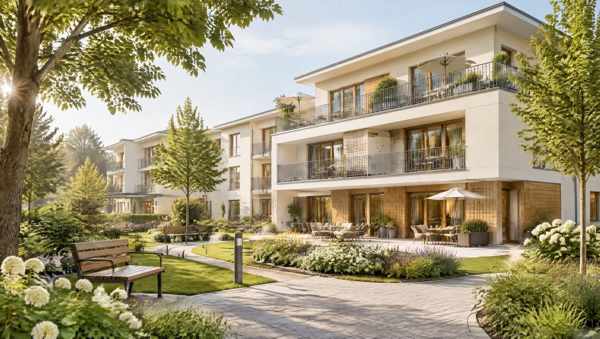 Moderne Pflegeresidenz mit Garten