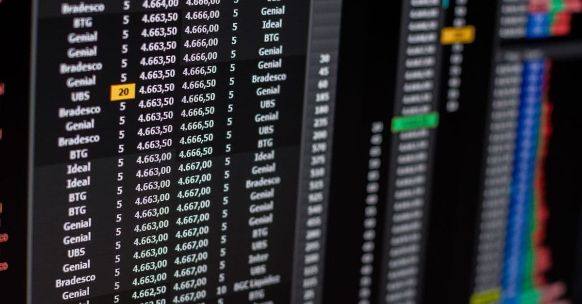 Nahaufnahme eines Computerbildschirms mit Finanzdaten und Kursverläufen am Aktienmarkt